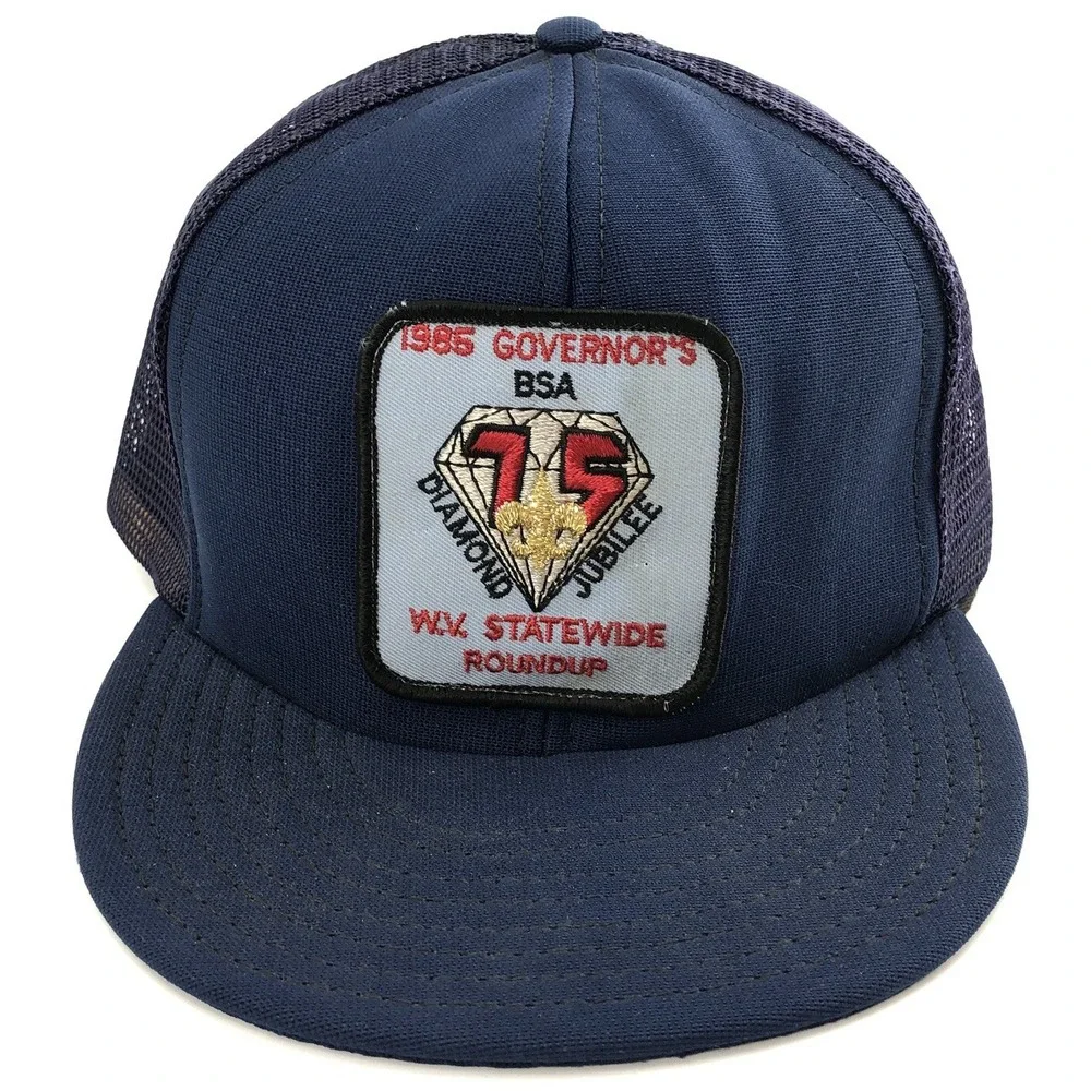 Vintage Trucker Hat‎ Cap Snap Back USA Patch 80s Diamond Jubilee Boy Scouts